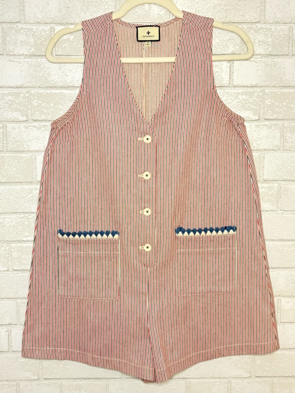 Tuckernuck Red and Blue Stripe Myla Romper - Picture 3 of 3